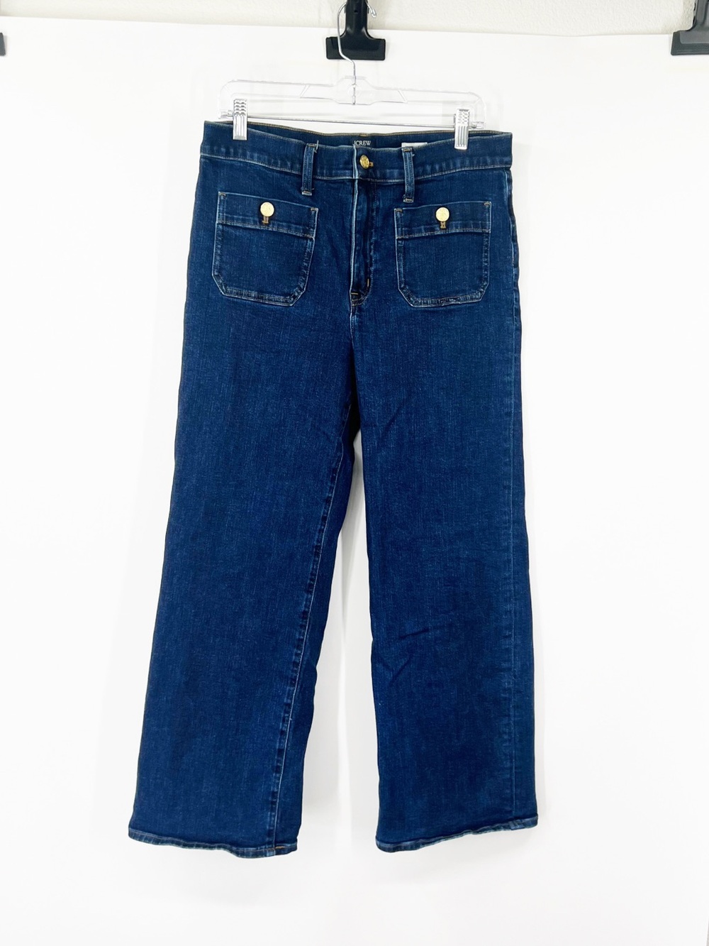 J. Crew Factory Slim Wide-Leg Sailor Jeans in Dark Wash All-Day Stretch